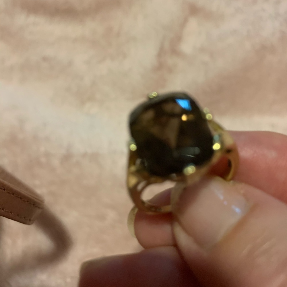 Smokey quartz ring  solid 14k 5.5 CT’s